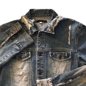 🦙 Japanese Distressed Denim Jacket, Size Large
